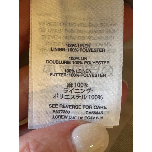 J Crew Dress Women 2 Beige Metallic Gold Linen Shift Mini Lagenlook Preppy - Picture 12 of 13